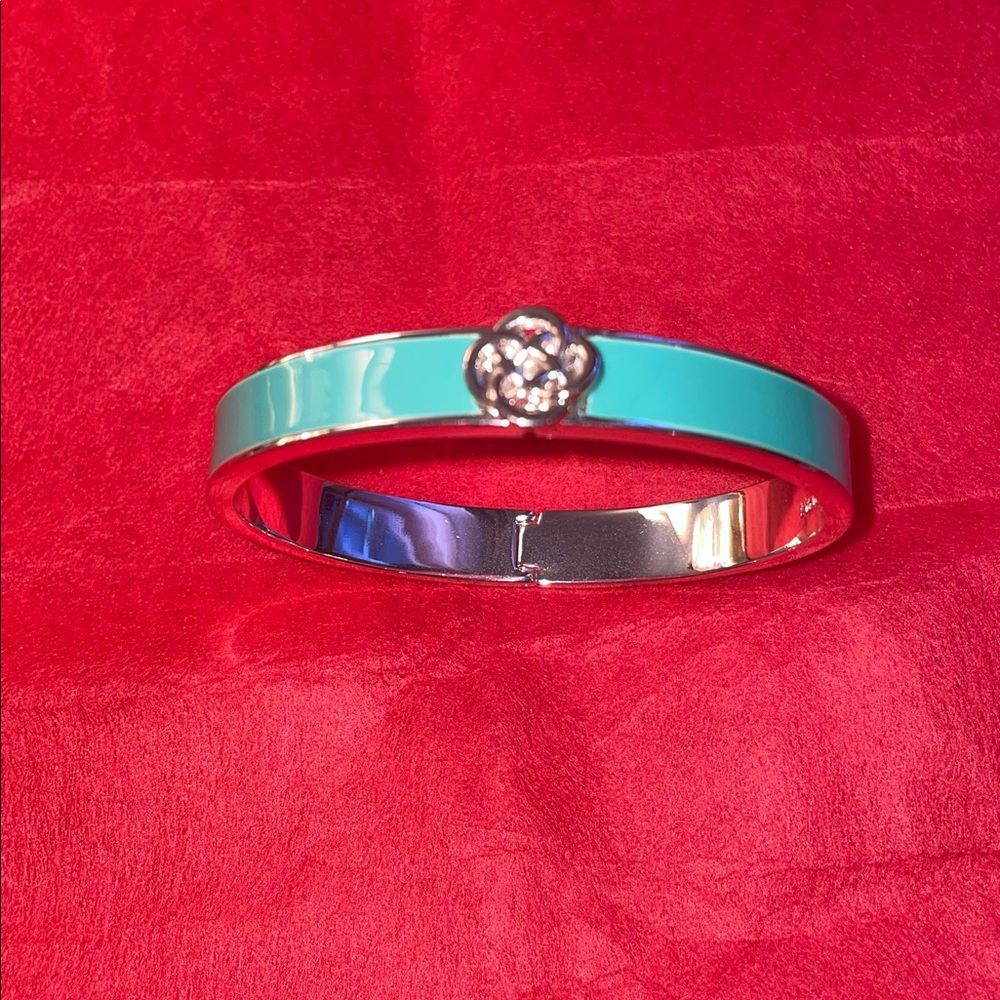 Stella  & Dot  Turquoise and Silver Bangle with Rose Accent